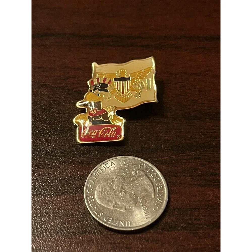 Vintage 1984 LA‎ Olympics Coca Cola Sam Eagle US Virgin Islands Flag Lapel Pin